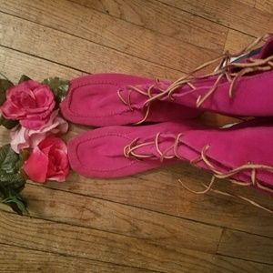 Pink Tall Moccasin Boots